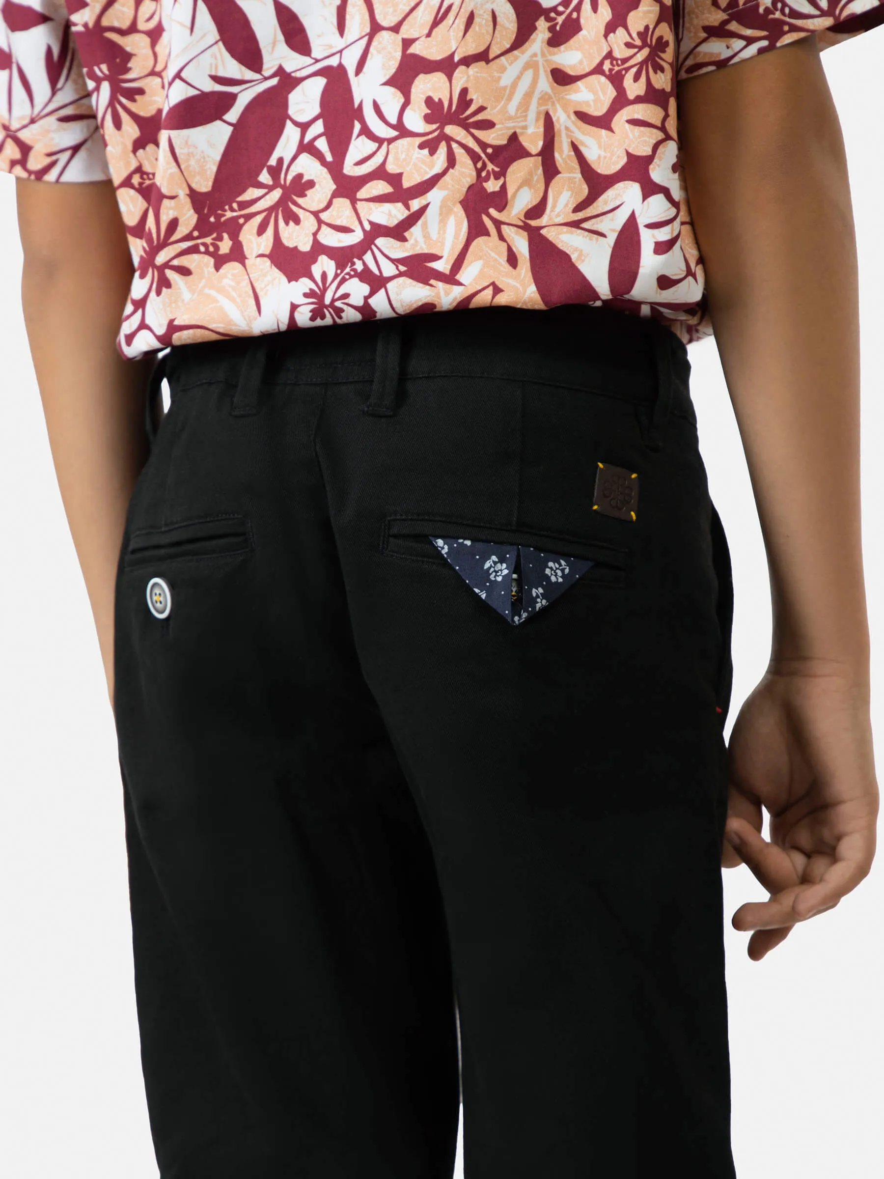 Black Casual Chino With Back Detailing